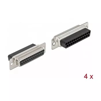 Conector de fios D-Sub 25 pinos DeLOCK 66721 preto prateado