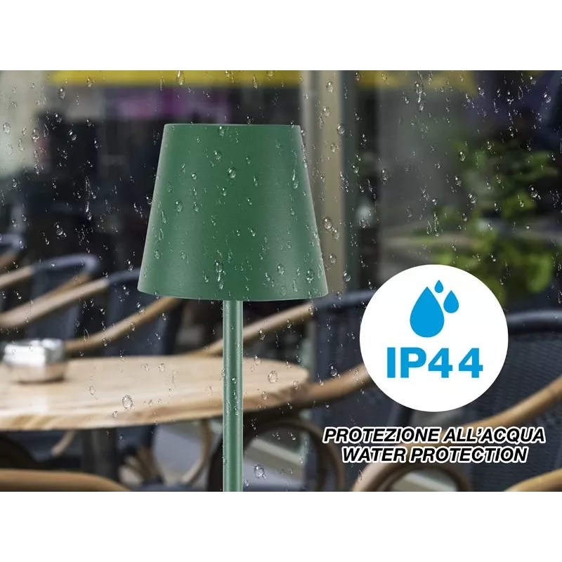 Beper P201UTP115 candeeiro de mesa LED recarregável, 1,5 W, interruptor tátil, regulável, adaptador para garrafa de 33 mm, resistente à água, verde