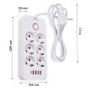 Extensão elétrica MACLEAN MCE389 W — 6 tomadas, 4×USB-A, 1×USB-C, 2500W, 110–240V, cabo de 1,5 m, branco