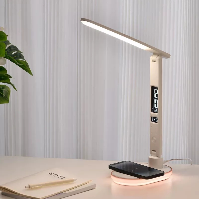 Candeeiro de mesa Hawk HW-LAMP03 branco RGB — candeeiro de secretária LED ajustável com iluminação RGB