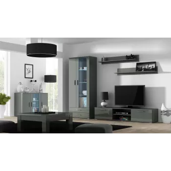 Aparador Cama Sideboard 120 cm SOHO S7 cinzento/cinzento brilhante