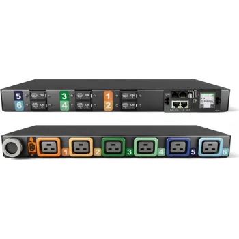 Vertiv Geist Rack PDU, monitorizado (nível de unidade), EC, 1U, entrada IEC 60309 230/400V 3x32A, saídas bloqueáveis (6) C19 (VP4G31A0)