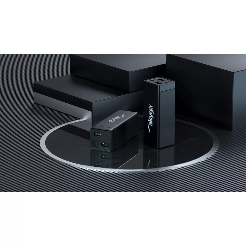 Carregador USB Akyga Charge Brick AK-CH-17 65 W, 2 x USB-C PD + 2 x USB-A QC 4+, preto