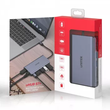 Hub UNITEK uHUB S7 USB 3.2 Gen 1 Type-C cinzento