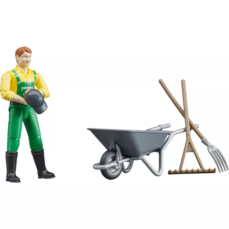 Conjunto de figuras agricultor com acessórios, figura de brincar
