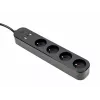 Régua de tomadas GEMBIRD TSL-PS-F4U-02 com 4 tomadas PL e carregador USB, preto