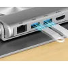 Suporte para portátil Unitek D1109B01 — suporte ajustável em alumínio com USB-C HDMI 4K PD 100W removível, 2x USB-A, RJ-45, para até 17 polegadas