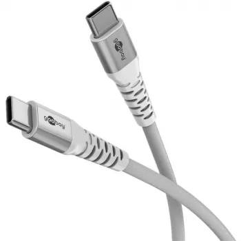 Cabo USB 2.0 entrançado super macio, ficha USB-C > ficha USB-C (branco, 1 metro)