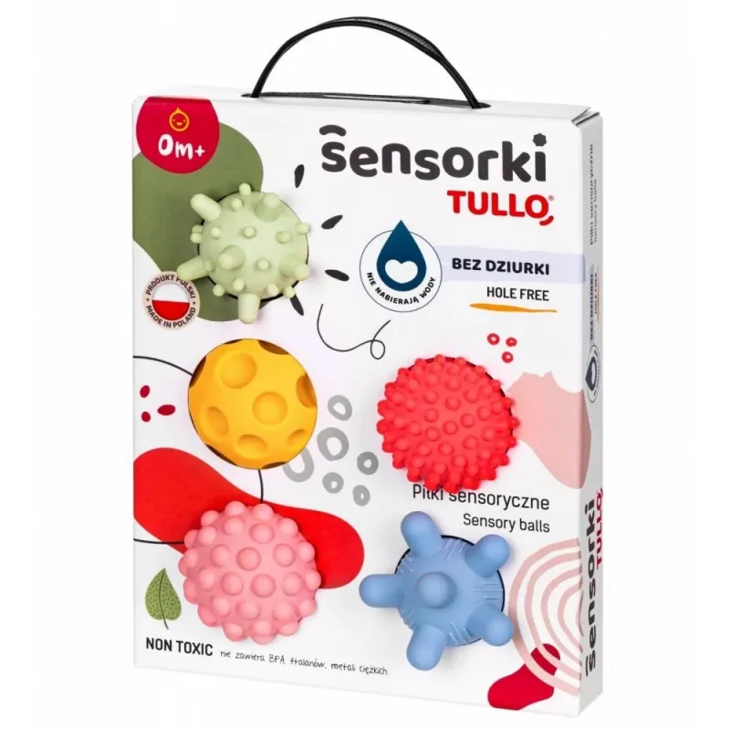 Bolas sensoriais sem furos TULLO pastel, 5 unidades