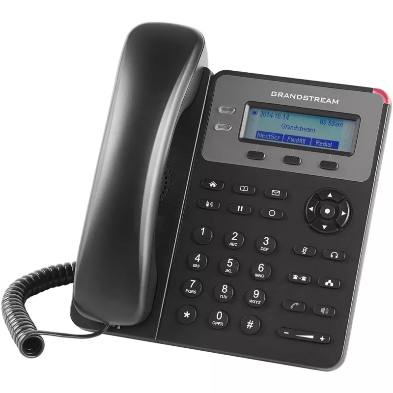 Telefone DECT Grandstream GXP1610 — preto, LCD 132×48 px, Headset (RJ-9), 1 auscultador, Agenda 500, Mãos livres