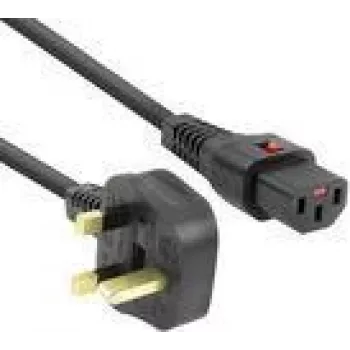 Cabo de alimentação ACT PC980 — ficha UK para C13 IEC Lock, 2 m, 230 V 10 A, preto