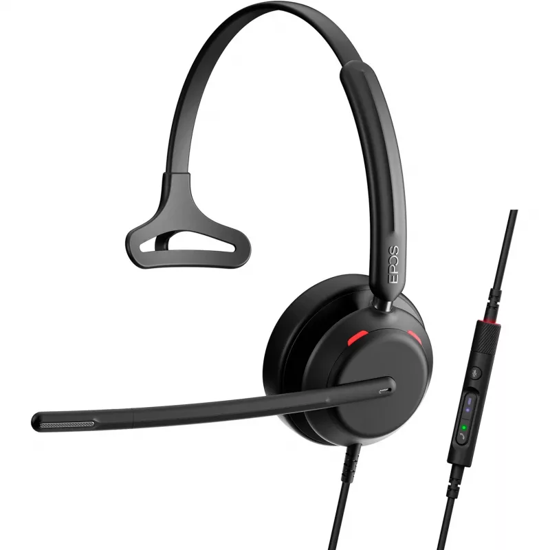 Epos IMPACT 730T, headset mono, com fios, certificado MS Teams, 3 microfones digitais, tecnologia Super-Wideband