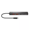 Hub USB-C, 4 portas 2x USB-A, 2x USB-C, preto