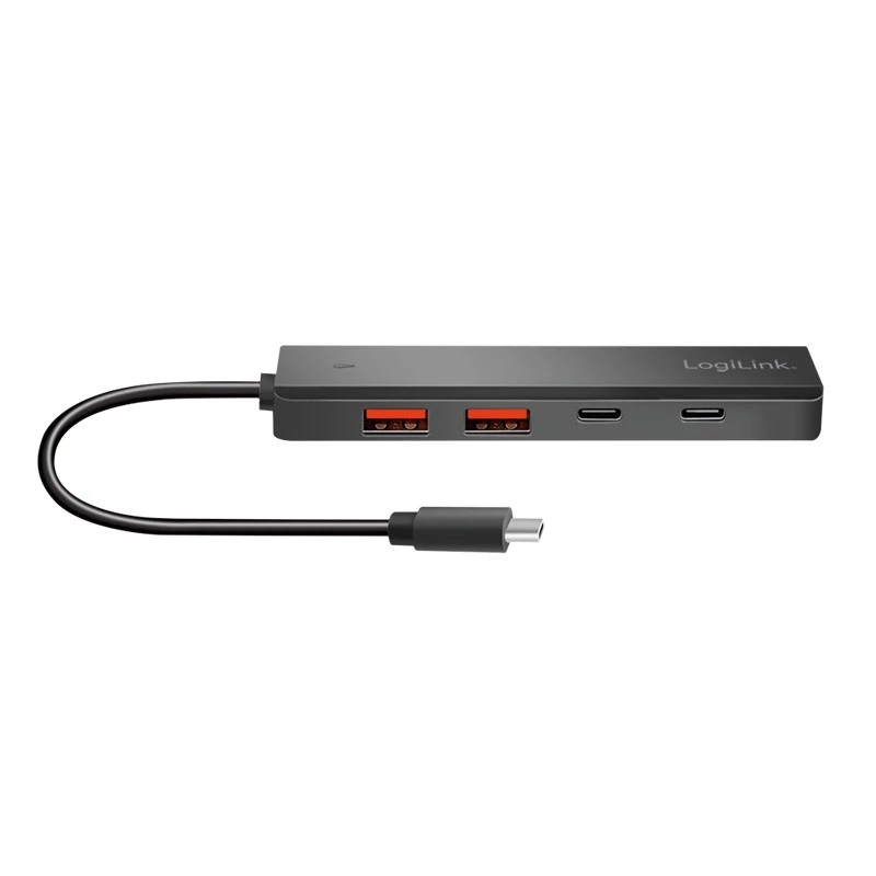 Hub USB-C, 4 portas 2x USB-A, 2x USB-C, preto