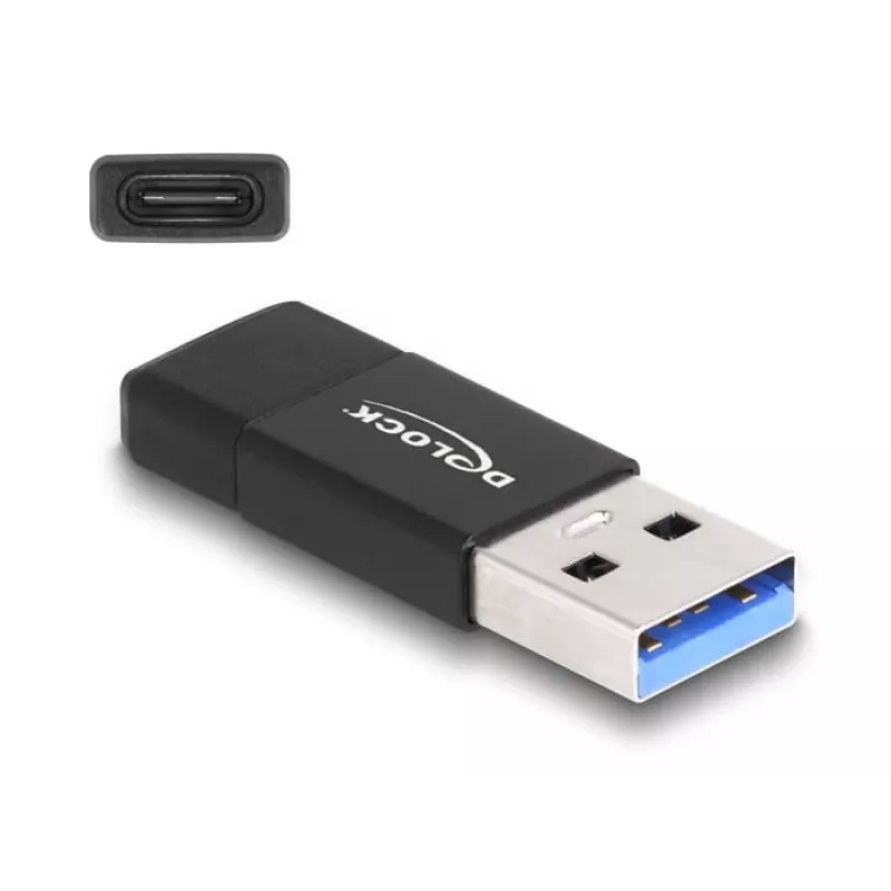 Adaptador DeLOCK 60001 USB A USB C preto