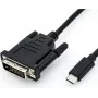Cabo adaptador de vídeo ROLINE 11.04.5831 USB Type-C para DVI 2 m preto