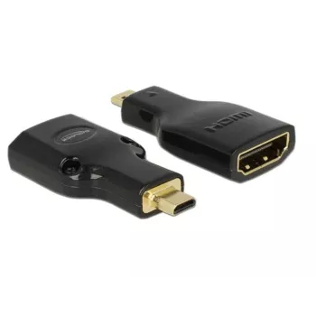 DeLOCK 65664 adaptador HDMI de alta velocidade com Ethernet, de HDMI Micro-D macho para HDMI-A fêmea, 4K, preto