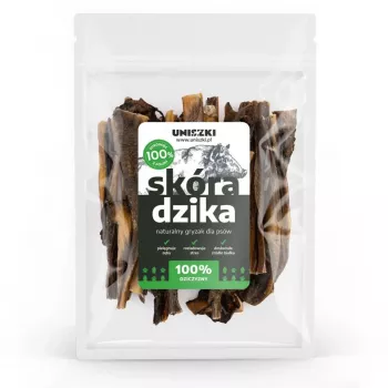 Petiscos para cães UNISZKI pele de javali, 100 g – petisco duro dietético, sem conservantes, sem glúten e sem açúcar