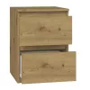 Mesa de cabeceira Top e shop M2 ARTISAN, 2 gavetas, madeira de carvalho, 300×300×400 mm