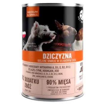 Comida húmida para cães PetRepublic para cães de porte médio/pequeno, 400 g — pedaços em molho com caça