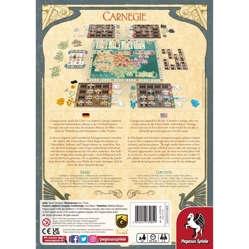 Pegasus Spiele Carnegie jogo de tabuleiro de economia