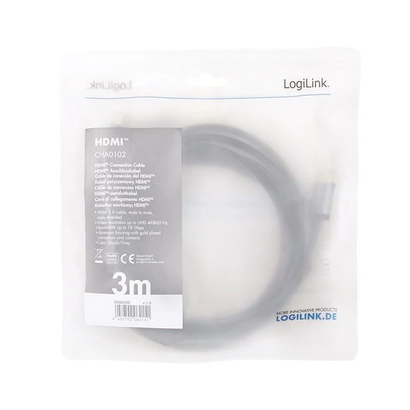 Cabo HDMI LogiLink CHA0102 3m