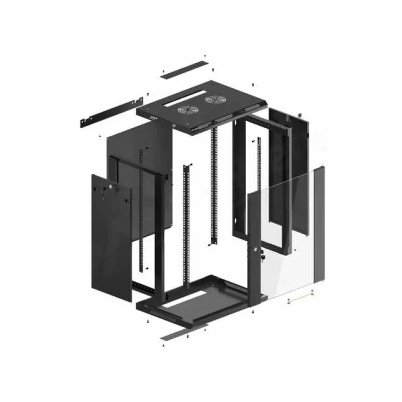 Armário de instalação de parede Lanberg 19'' 15U 600x450mm preto (porta de vidro)