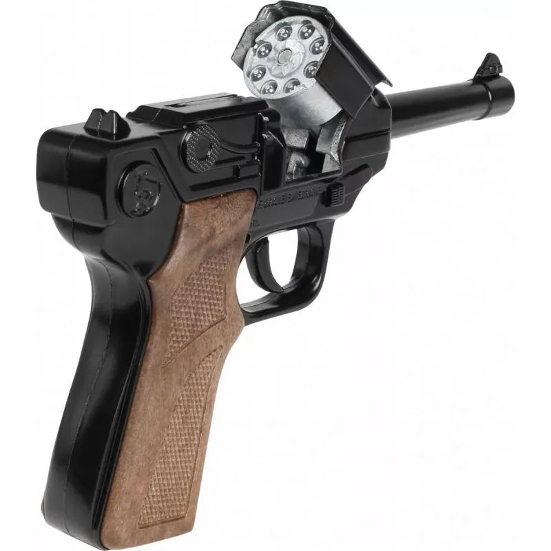 Revólver de polícia de brinquedo em metal Gonher 8 tiros, construção em metal, modelo 258441