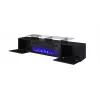 Móvel de TV Cama Meble ROVA com lareira elétrica, 190x37x48 cm, preto/preto brilhante