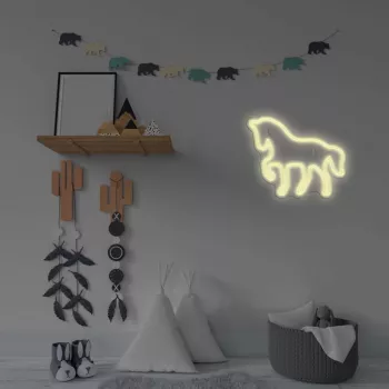 Letreiro de néon LED MANTA SNL103WH – motivo cavalo, branco