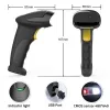 Qoltec 50853 leitor laser de códigos de barras portátil 1D/2D, USB com fio, cabo de 1,65 m, 97x65x167 mm, 105 g, preto