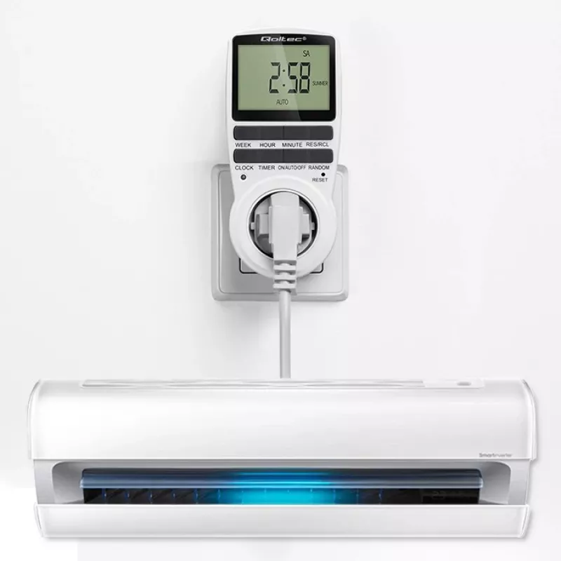 Temporizador eletrónico QOLTEC PC0628 com visor LCD, contagem decrescente de 24 horas