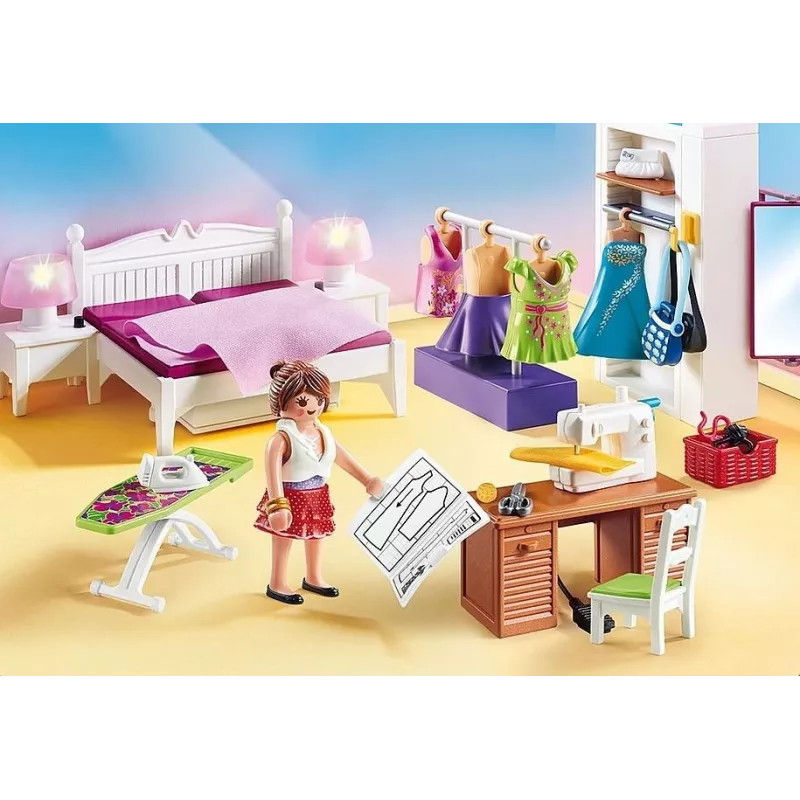 Playmobil Casa de bonecas conjunto de brincar com figuras – Quarto com canto de costura 70208