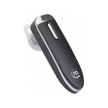 Manhattan Headset Bluetooth de ouvido único, microfone omnidirecional, controlos integrados, preto, 10 horas de utilização, alcance 10 m, cabo de carregamento USB-A incluído, Bluetooth v4.0, 3 anos de garantia