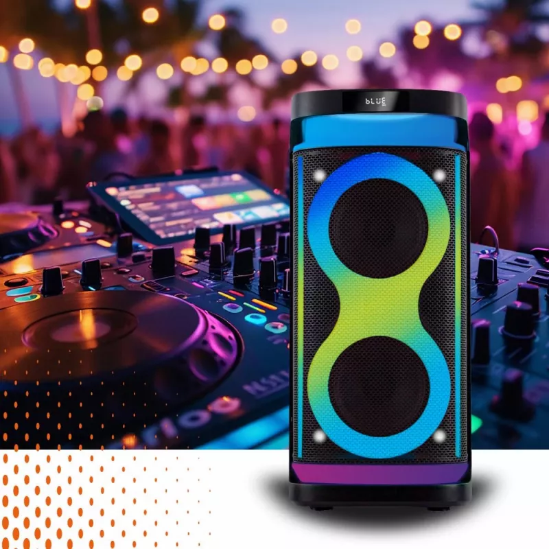 Altifalante portátil MANTA SPK0601B100, 100 W, Bluetooth, karaoke, microfone sem fios, bateria, equalizador, iluminação disco
