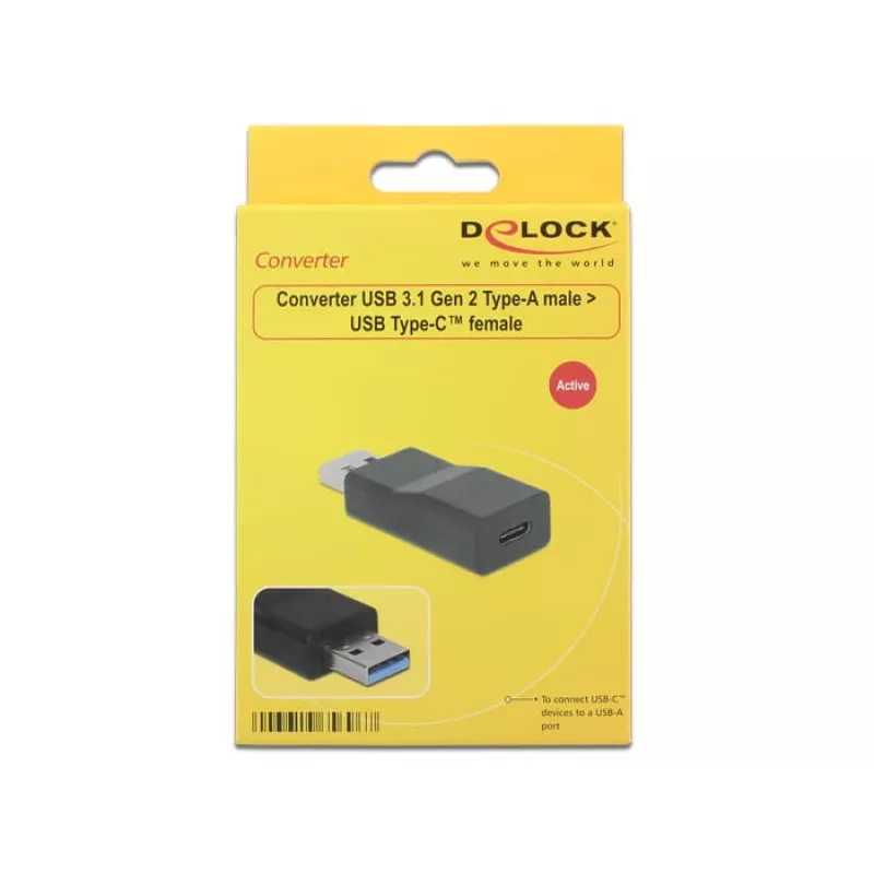 Adaptador de cabo DeLOCK 65696 USB 3.1 Gen 2 Type-A para Type-C Preto