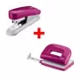 Conjunto de furador e agrafador NOVUS E210 furador e E15 agrafador, rosa