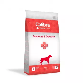 Comida seca para cães Calibra VD Dog Diabetes & Obesity 2 kg — dieta veterinária para controlo de peso e glicemia, 35 % de proteína, 8 % de gordura