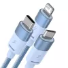 Cabo USB 3em1 Baseus StarSpeed Series, USB-C + Micro + Lightning 3,5A, 1,2m (Azul)
