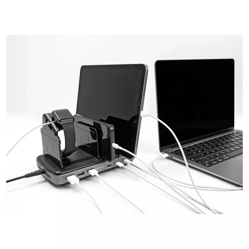 Estação de carregamento USB DeLOCK 3 x USB Type-C PD 3 x USB Type-A 112 W