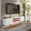 Móvel de TV Cama RTV LARA 183x35x37 branco mate + lareira branca