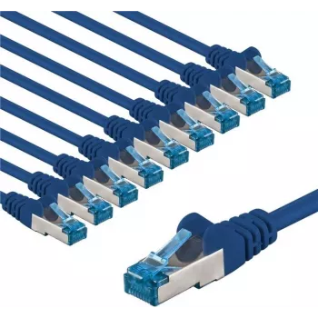 Goobay cabo de rede CAT 6A S/FTP PiMF 5 m azul conjunto de 10 - condutor de cobre CU (67536)