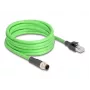 Cabo de rede DeLOCK M12 com codificação D de 4 pinos, ficha macho para ficha macho RJ45 PUR (TPU) 5 m