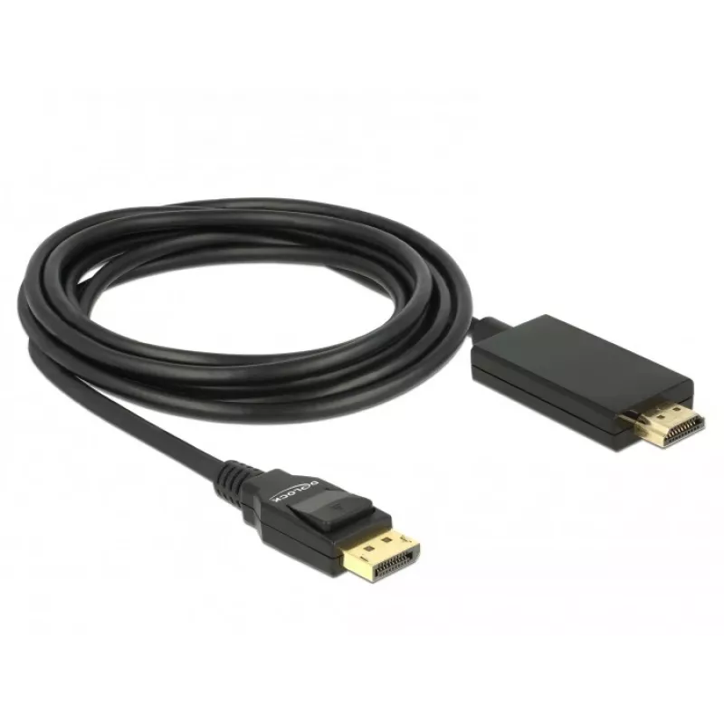 Adaptador de cabo de vídeo DeLOCK 85318 DisplayPort para HDMI 3m preto