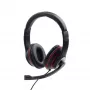 Headset gaming com fios GEMBIRD MHS-03-BKRD — binaural, circum-aural, 3,5 mm, cabo de 1,8 m, vermelho/preto