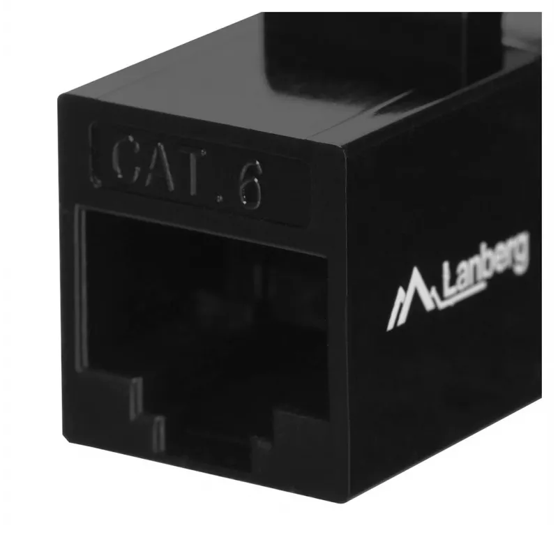 Módulo Keystone LANBERG KSU6-3000 — Cat6 U/UTP RJ-45 conector fêmea para RJ-45 conector fêmea, formato plano, preto