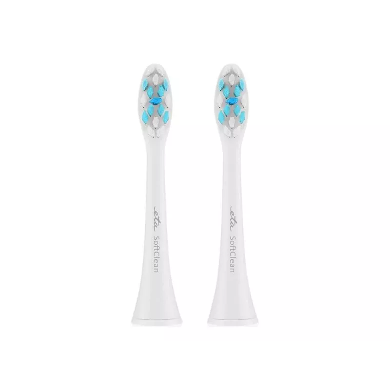 Cabeças de escova de dentes ETA SoftClean pack de 2, cerdas macias, azul e branco