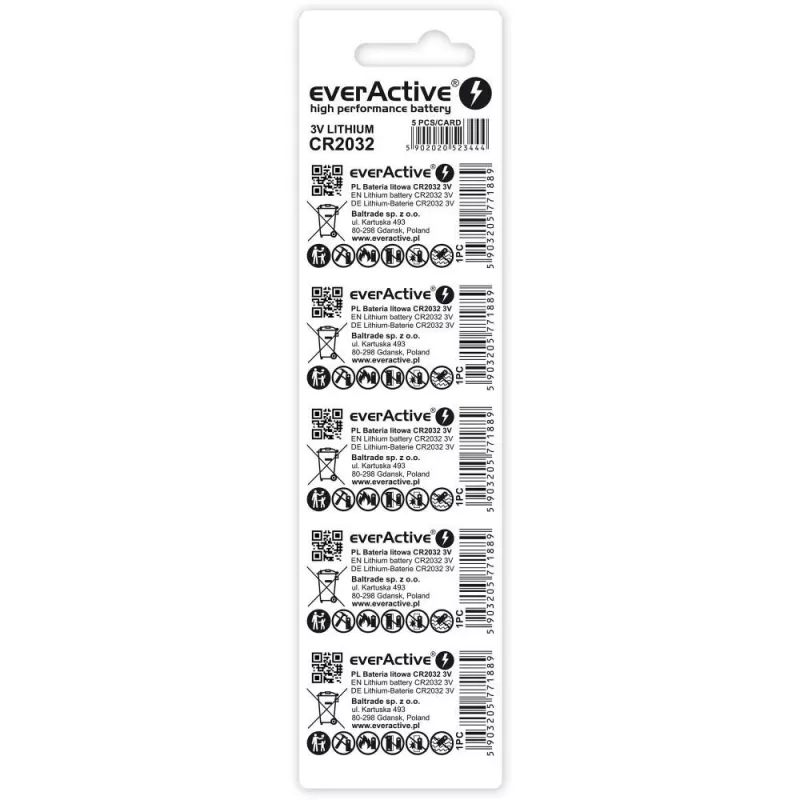 Pilhas de lítio everActive CR2032 - blister 5 unid.