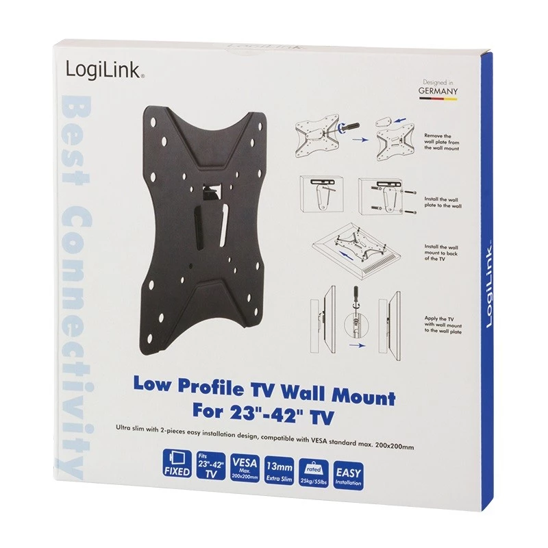 Suporte de parede para TV LogiLink BP0004 106,7 cm (42 polegadas) preto