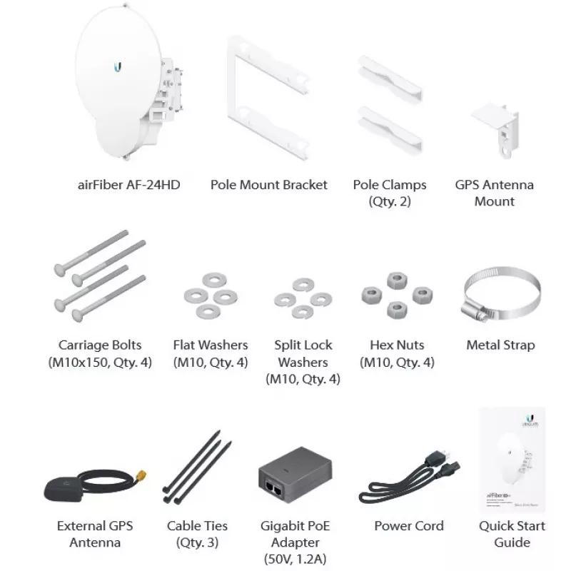 Ubiquiti AirFiber AF-24HD, 2Gbps+ Backhaul, 24GHz (preço por unidade)